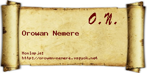 Orowan Nemere névjegykártya
